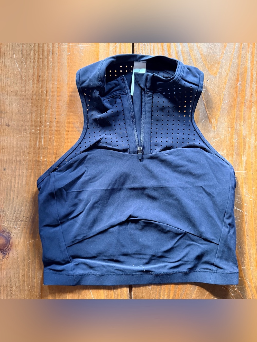 Lululemon crop half zip tank top black size 4